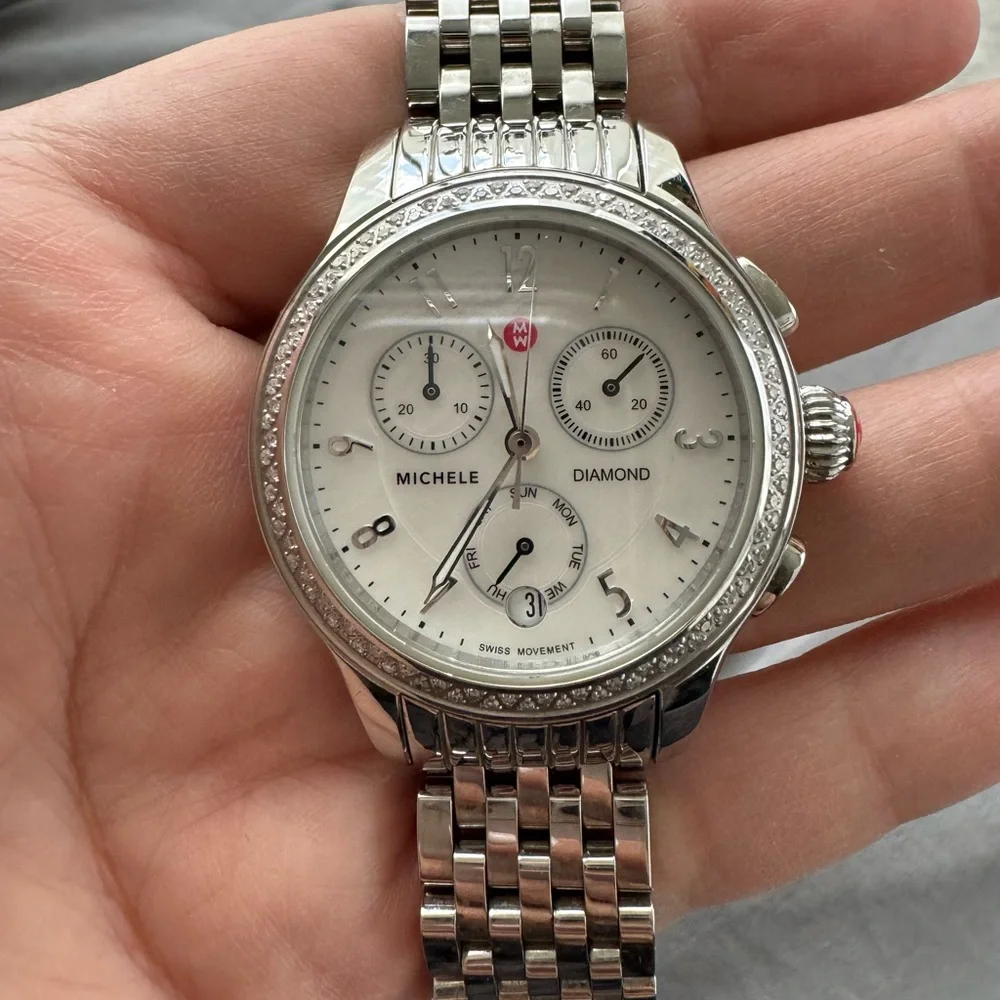 Michele Stainless Steel Diamond Watch - Picture 2 of 8